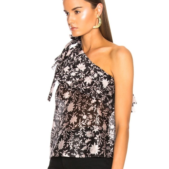 ULLA JOHNSON Goldie One Shoulder Floral Top - Picture 3 of 9